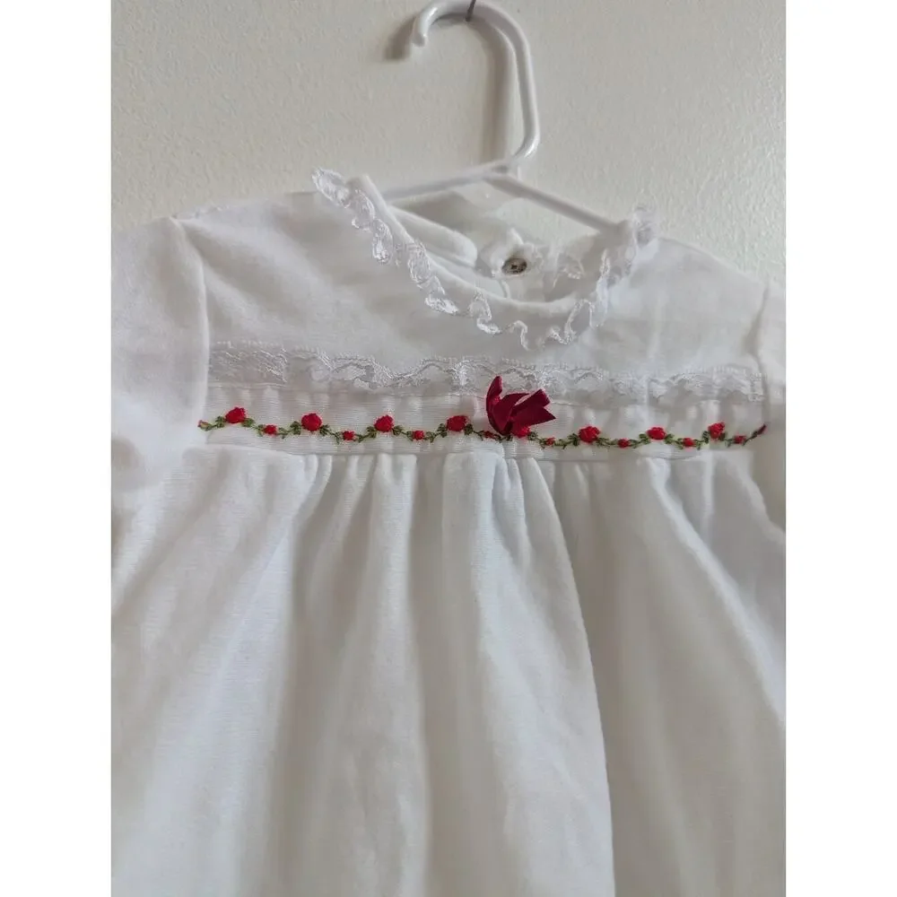 Vtg Alexis Nightgown 3-6m Baby Girls White Flannel